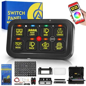 RGB 8 Gang  Panel with App Control Turn /Off Momentary Pulsed Multifunction 12V  Panel for  Circuit Control Relay System  Panel  for  Boat  RV