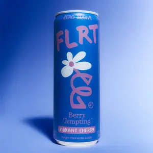 FLRT Energy, Berry Tempting, Clean Energy, Sugar-Free Energy Drink, 12 Fl Oz Can