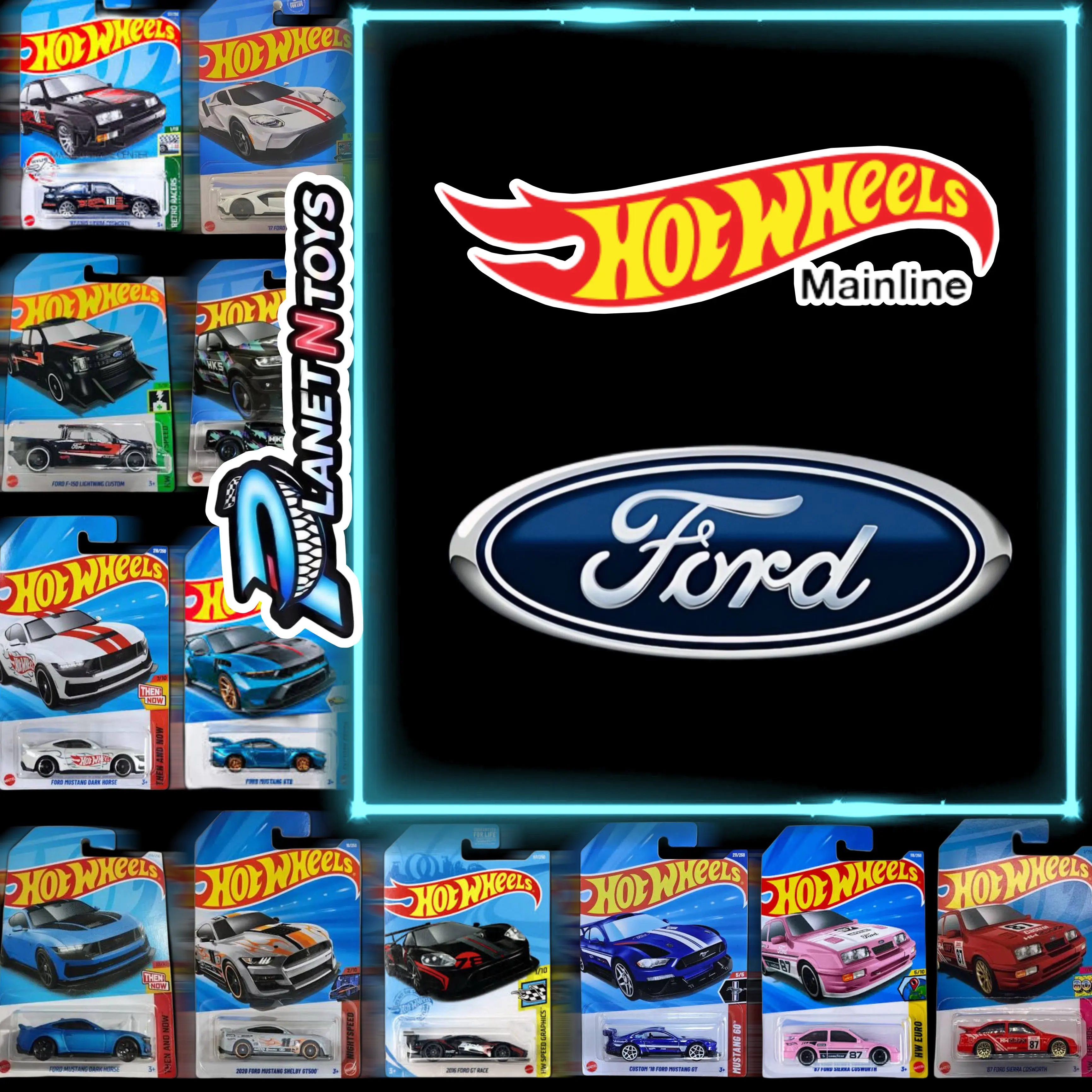 Hot Wheels Ford Mainline 1:64  (American Power, Mustang, Shelby, Escort) Diecast Assorted Muscle Cars