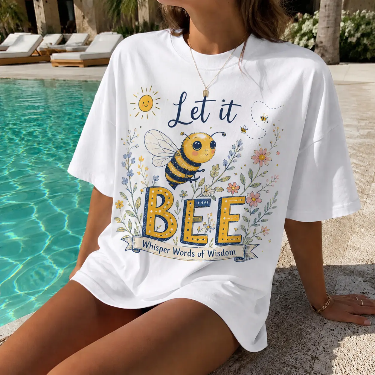 Women's Cotton Short Sleeve T-Shirt Honeybee Graphic Casual Loose-Fit Vintage College Style Summer Top for Bee Enthusiasts, Preppy, Oversize, Thanksgiving, Valentines Day, Honeybee Graphic Women's T-Shirts, Ideal Gift For Bee Enthusiasts, New Year, Retro