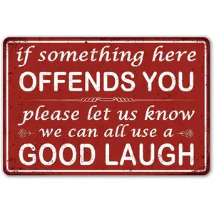 Funny Bar Sign Man Cave Vintage Metal Sign If Something Here Offends You Sign For Garage Home Bar Wall Decor