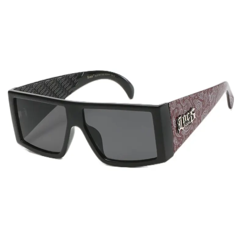 Locs Boss Hardcore Shades OG Flat Top Square Lens Wide Arm Bandana Gangster Style Sunglasses tiktok shop White Accents Flair
