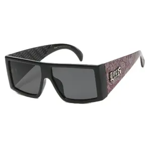 Locs Boss Hardcore Shades OG Flat Top Square Lens Wide Arm Bandana Gangster Style Sunglasses tiktok shop
