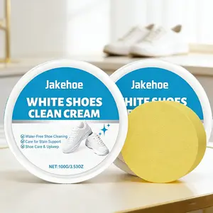 2-Pack Shoe Cleaning Gel (100g*2+Sponge), Gentle No-Rinse Formula,Solve The Problem Of Yellowing Of The Shoe Upper, Penetrates Dirt Without Damaging Surface, Refreshes Shoes, Sneaker Cleaner