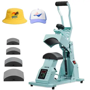 Summervibes VEVOR Hat Heat Press Machine, with 4pcs Interchangeable Platens, Precise Temperature and Time Control, Hat Press for HTV Iron On and Sublimation Projects, for Caps, Headbands, Cuffs, Face Masks, Gree