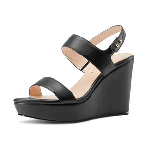 Womens Ankle Strap Platform Wedge Sandals Open Toe High Heel Wedges Party Dress Summer Shoes 3.9 Inches Heels