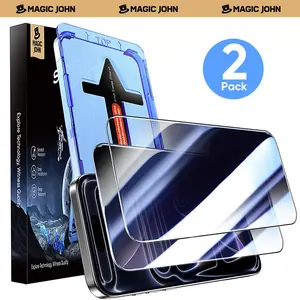 New-MAGIC JOHN 2-Pack Screen Protector for iPhone, Samsung, and Google–Crystal Clear, Scratch-Resistant, Ultra-Smooth Touch, Privacy Protection, Circular Polarized Eye Protection, Easy Installation