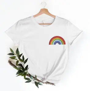 Rainbow Pride Embroidery Design Shirt , Pride Shirt, LGBTQ+ Shirt, Embroidery Pride Celebration Shirt, Embroidery Style Pride T, Colorful T