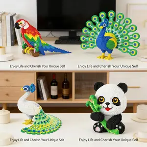 Multicolor Forest Animal 3D Puzzle Building Blocks, Home Office Bookshelf Decor, Party Decoration, Ideal Gift for Thanksgiving Christmas