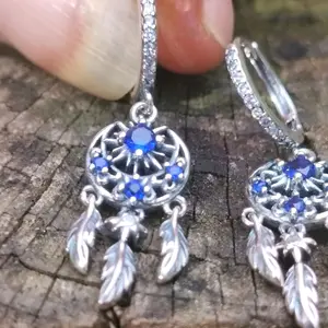 Your Choice of Sapphire and White Topaz Dangle Earrings, Chose your Style