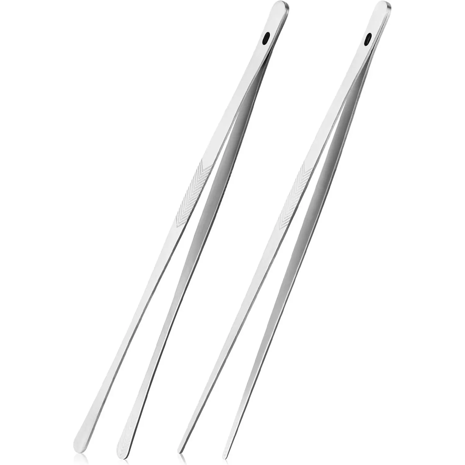 Kitchen Cooking Tongs Tweezers - 2 count 12" Stainless Steel Kitchen Utensils, Metal Fine Tweezers Tongs with Precision Serrated Tips for Chef, Serving , Grill, Culinary, Pasta, Salad, BBQ