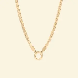 18K Gold PVD Stainless Steel Curb Charm Holder Necklace