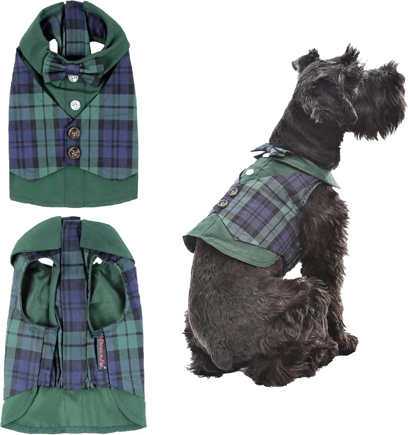 Parisian Pet 'Scottish Taffeta Tuxedo' for Dogs and Cats, Designer Formal Wear, Saint Patrick's Day