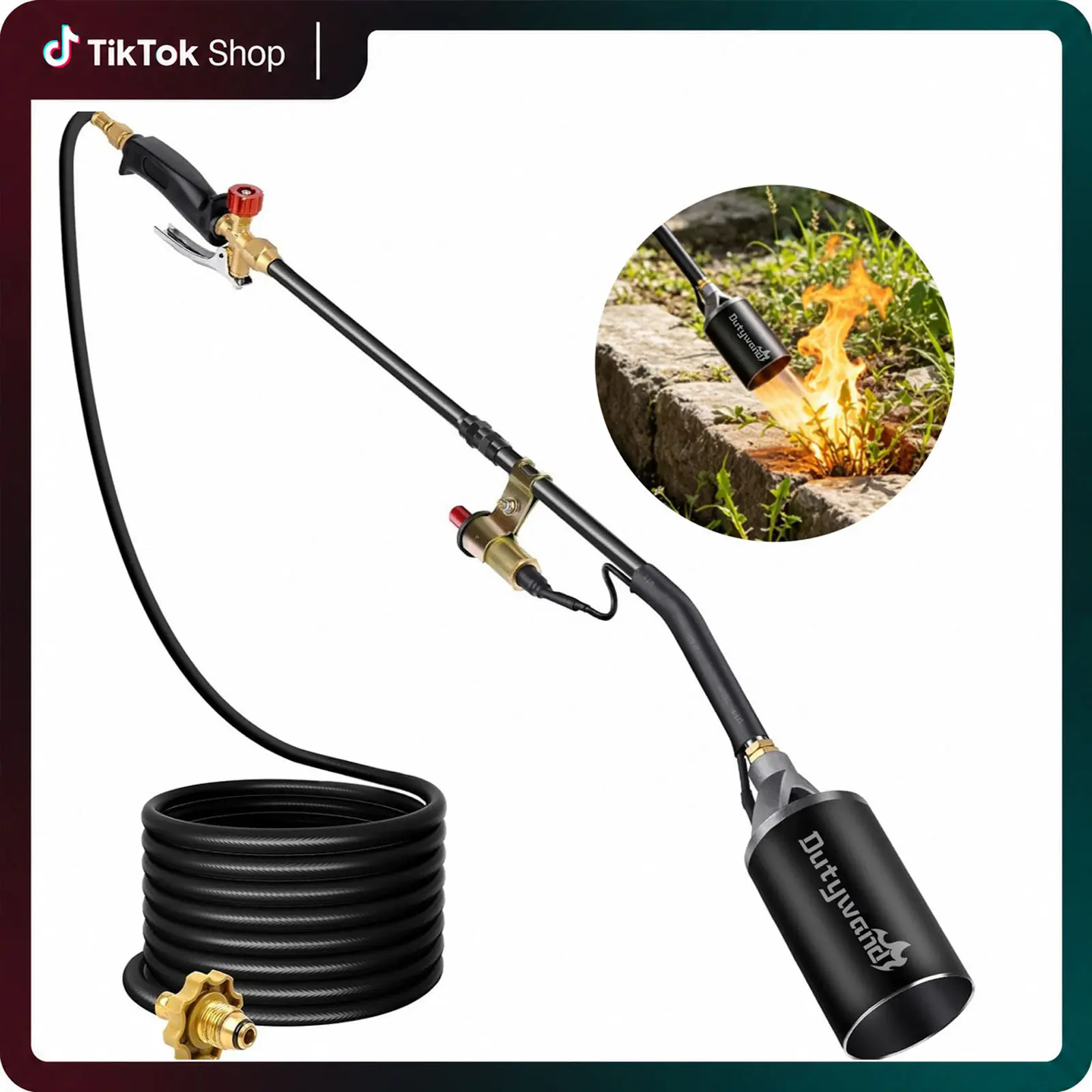 Propane Weed Burner Torch Kit with 10FT Hose, High Output Heavy Duty Flamethrower, Self-Igniting Turbo Trigger, for Weeding, Roofing & Ice Melting, Includes Storage Bag (Propane Tank Not Included)