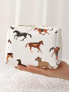 Horse Pattern Toiletry Bag, Casual Fashion Multi-functional Makeup Bag, Travel Makeup Bag, Suitable for Leisure Travel, Business Trips