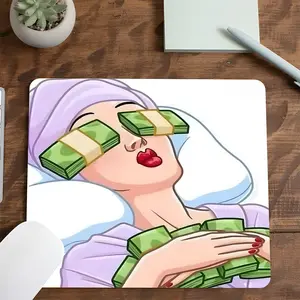 Funny Money Eyes Girl Gaming Mouse Pad, Humorous Rich Girl Design, Non-Slip Smooth Surface Mousepad for PC, Laptop, Office Desk & Gaming Setup, Perfect for Wacky Lovers & Kawaii Style Fans, friend, Desk Accessories