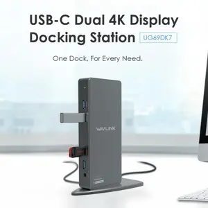 Wavlink UG69DK7 USB-C Dual 4K Display Docking Station - NWT