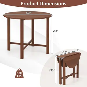 COSTWAY - Dual Drop Leaf Dining Table for Small Spaces-Walnut
