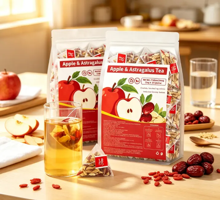 Herbal Tea, 40-Pack Apple Astragalus Tea with Goji Berry, Red Dates | Natural Wellness Drink, Ideal for Daily Routine, Holiday Gift
