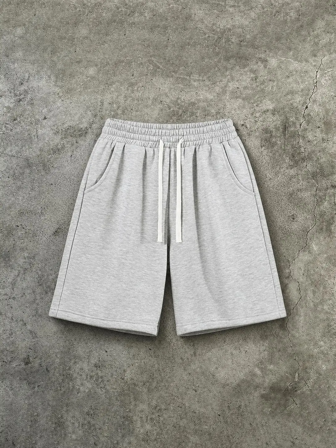 Men's Casual Relaxed Fit Cotton Blend Shorts with Drawstring Waistband, Knee-Length Cut for Workouts and Lounging, Men's Shorts, Menswear, Above The Knee