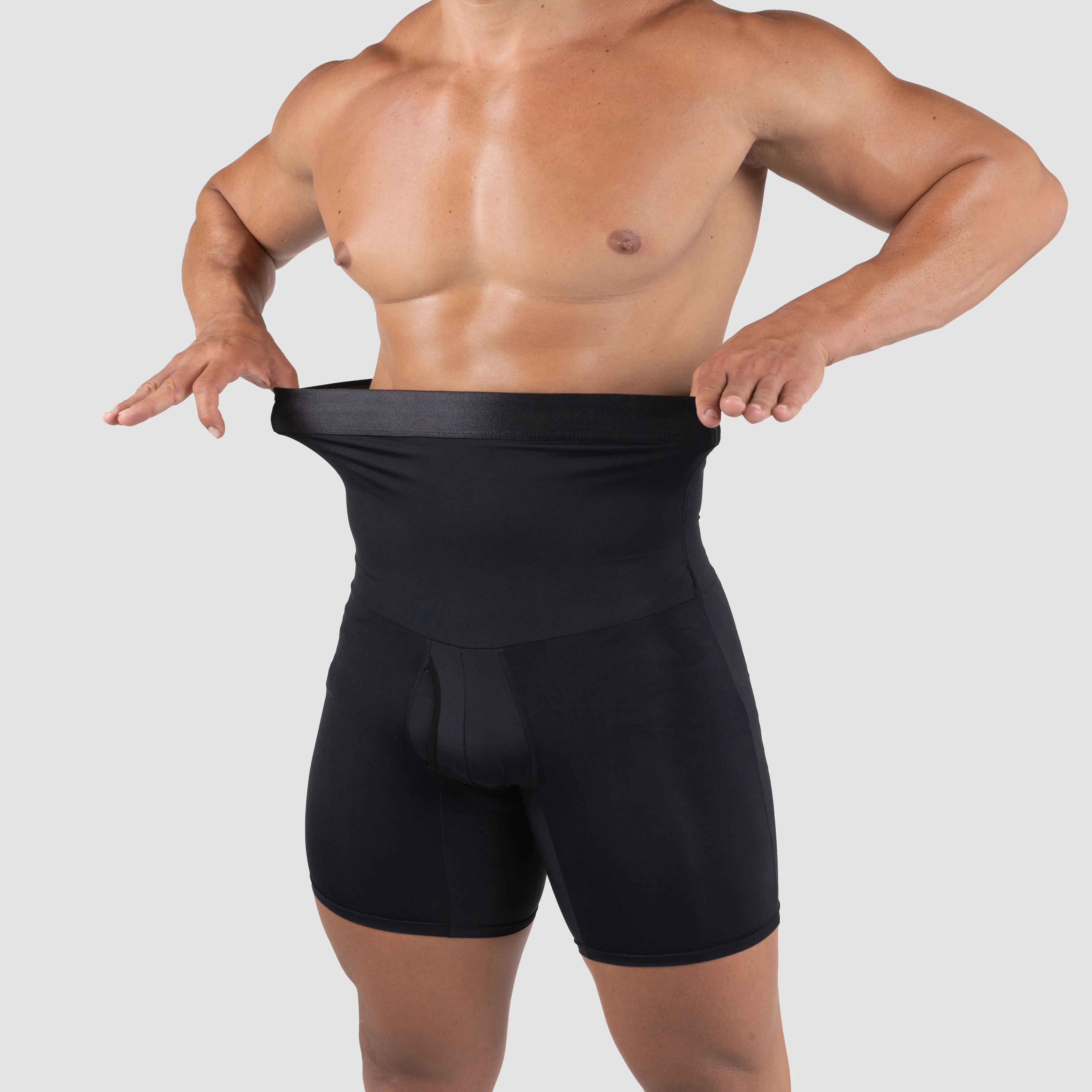 Kewlioo Men's Girdle Compression Shorts - High Waist Breathable Body Shaper Shorts Menswear Fabric Menswear