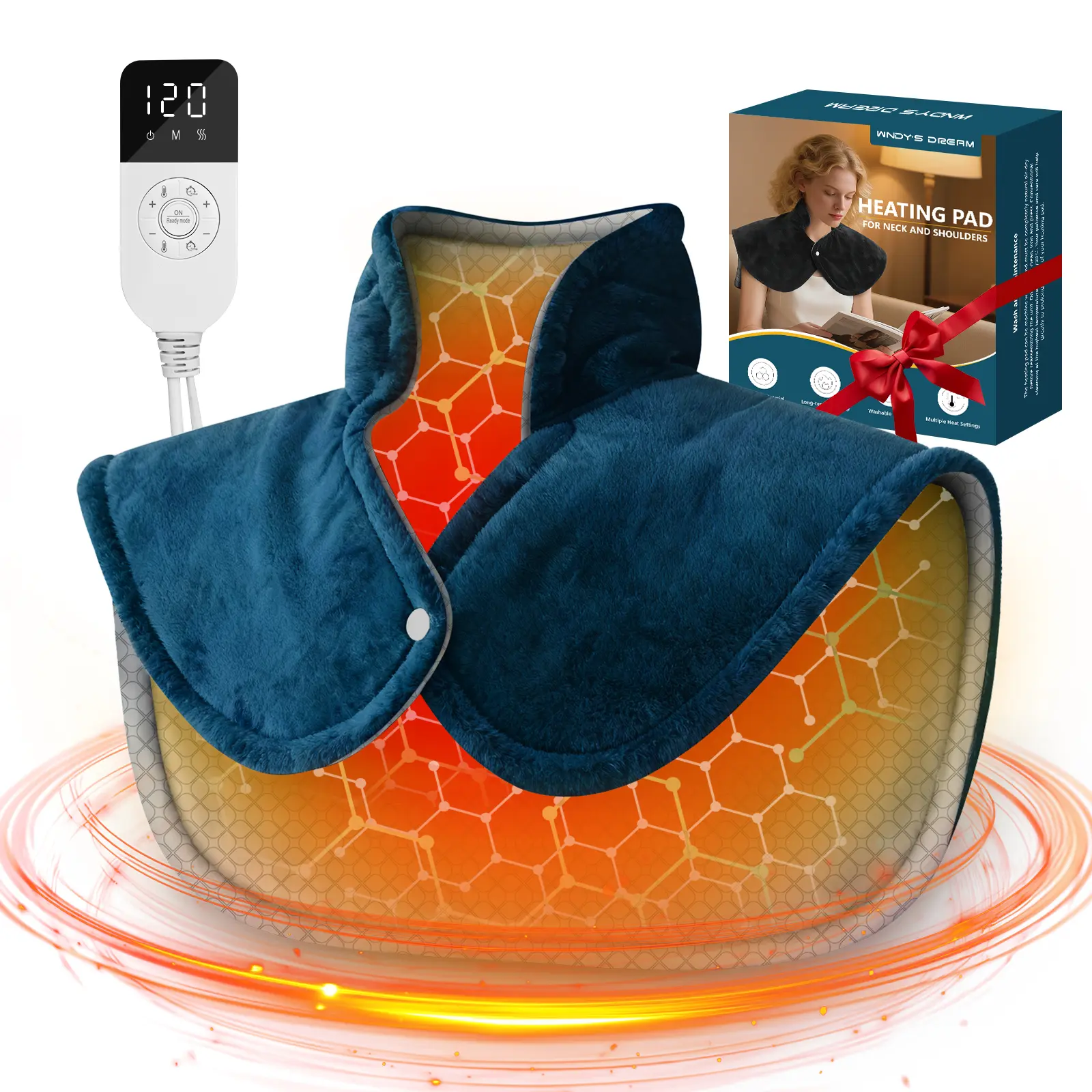 Multifunctional Graphene Heating Pad - Adjustable Heating Temperature Thermal Shawl with 5-Level Temp Control, 4-Level Auto-Timer Shut-Off, Machine Washable for Neck & Shoulder Warmth, Ideal Christmas Gift for Loved Ones, Multifunctional Heating Pad