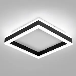 Square LED Hallway Ceiling Light, 6000K Cold White Black Modern Led Ceiling Light Fixture,Minimalist Flush Mount Ceiling Lamp for Hallway Entryway Bedroom Kitchen Laundry Room(9.5 in)