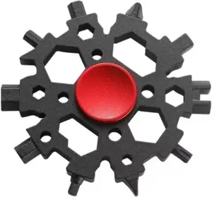 Snowflake Multitool with Fidget Spinner, 23-in-1 Portable Carbon Steel Multi-Tool, 2.6 Inch Diameter for Camping, Hiking, Biking & Daily Repairs (Black-Red) outdoorfun
