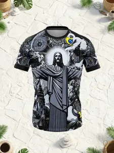 Brazil Jesus Special Edition Football Jersey, New Release, Unisex Sports T-Shirt, Men Women Training Top, Casual Wear, All Seasons, Workout Top