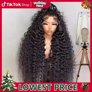 Bling Hair Kinky Curly Brazilian 13x4 Transparent Lace Front Wigs Human Hair 180% Density Curly HD Lace Front Wigs  For Black Women Adjustable Strap Nature Color Medium Cap Size True Length Dealsforyoudays TikTokShopHolidayHaul