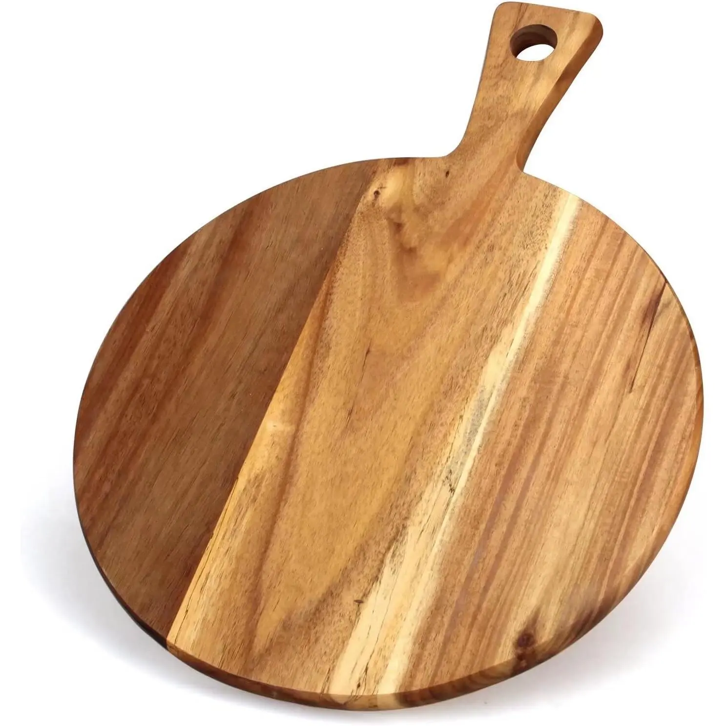 Wood  Board with Handle Wooden Chopping Board Round  Boards for Kitchen Decor Large Charcuterie Board Tray Teak Meat Cheese Board Bread Serving Platter Butcher Block Pizza Board
