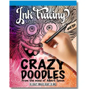 Ink-Based Coloring Book - White Line Tracing Doodle Book for Adults, Children's Literature & Art Back to School Supply for Mindfulness Meditation DIY