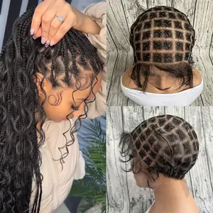 1 Pc DIY Braided Full Lace Wig Cap for Braided Wig for Women Top Out Fit Braided Wig With Basket Braiding Knotless Braid Lace Cap With Baby Hair Suitable for DIY Making Crochet Wigs Easy to Handle for Add Crochet Hair Braided Wig Cap