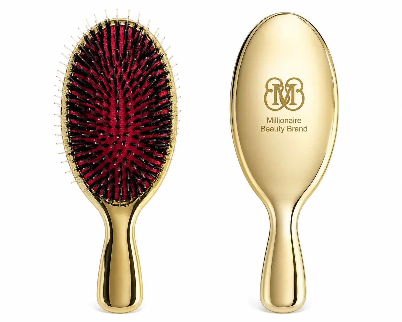 MILLIONAIRE BEAUTY BRAND Special Hair Extension Brush, Gold Detangling Tool for Brushing and Maintenance of Natural & Synthetic Hair, Shorter Bristles, Hair Grooming Brush