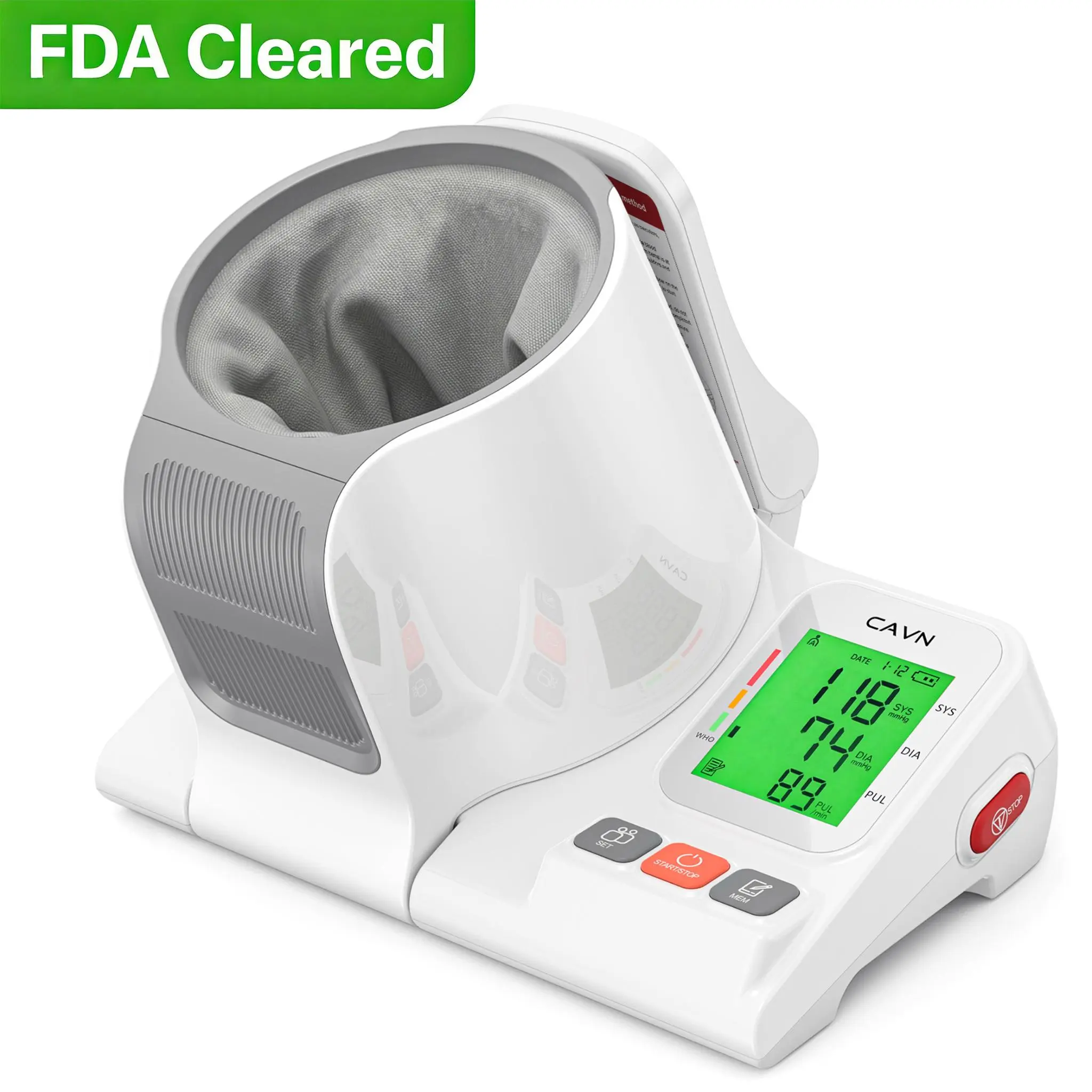 CAVN 2026 Blood Pressure Monitor, FSA/HSA Eligible One-Touch Operation Upper Arm BP Monitor for Home Use, Large LED Display & 3-Color Backlight, Large Cuff (7.1"-16.5") Cylindrical Arm Design #Summervibes