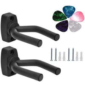 Guitar Mount Wall Hanger Stand Ukulele Wall Hook Keep Holder Mount Display 2 Pack with Guitar Picks Violin Wall Stand Mandolin Rack Bracket Bass Accessories Easy To Install(5 pack guitar picks) USB MIDI Electric Drum Set Cymbals