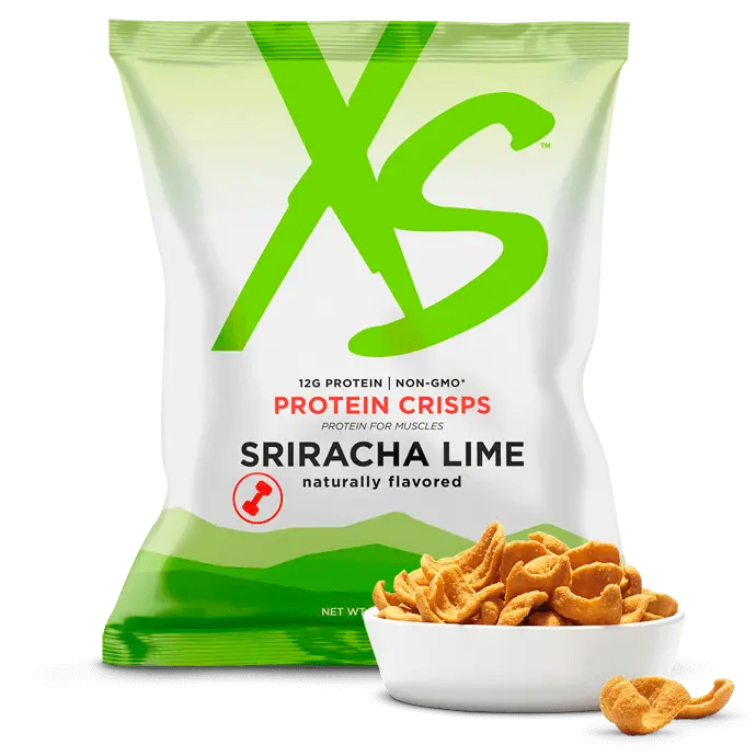 Amway XS Protein Crisps – Sriracha Lime | 12 Bags | 12g Pea Protein Per Serving