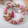 【Black Friday】Cute Farmhouse Beaded Wrist Keychain, Multiple Colors Available, Highland Cow Design, Perfect Gift for Friends & Family