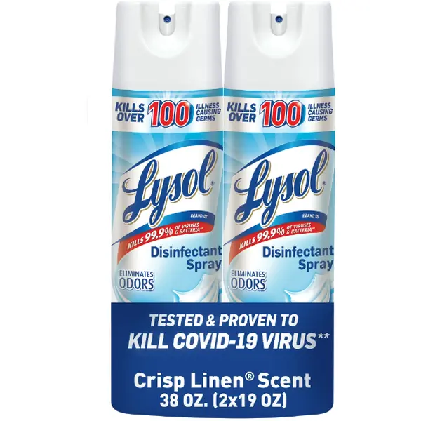 Lysol Disinfectant Spray, Sanitizing and Antibacterial Spray, For Disinfecting and Deodorizing, Crisp Linen, 19 Fl. Oz (Pack of 2)