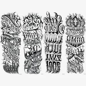 4 Sheets Totem Full Sleeve Temporary Tattoo Stickers, Waterproof Punk Gothic Design, Body Art for Men Women Arms Thighs