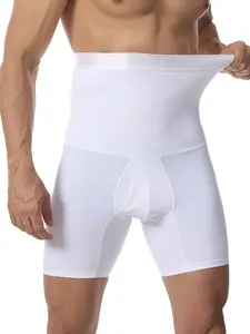 Men Tummy Control Shorts High Waist Slimming Shapewear Compression Body Shaper Leg Underwear Boxer To Anti-Chafing,Anti-Slip Silicone Stripes to Anti Roll Down