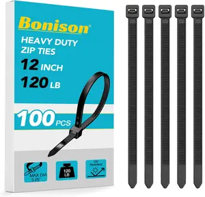 Zip Ties 12 inch, Black Zip Ties 100 pack for Wire Management and Electrical Cables, Heavy Duty Plastic Zip Ties for Home and Hardware Use, 40lb, Cable Ties, Self-locking Wire ties for indoor and outdoor use summerwins