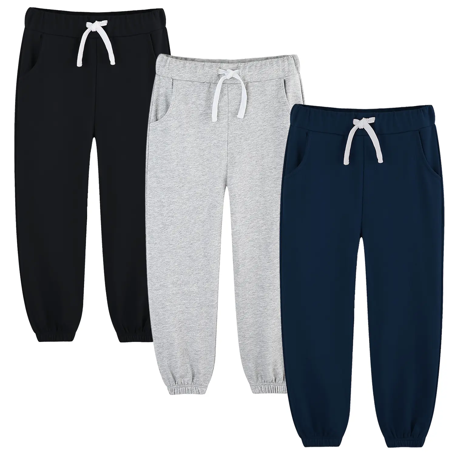 Bumeex Boys Cotton Joggers Cozy Toddler Boy Sweatpants with Elastic Waistband Drawstring Soft Cuffs for Fall Winter Spring Casual Outfits