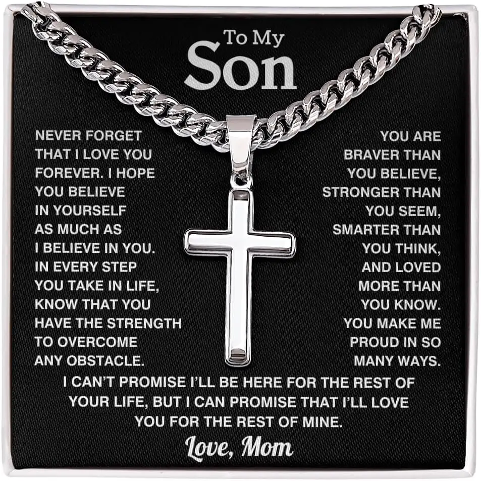 Customized Engraved Polished Alloy Necklace for Son - Custom Letters Necklace, 50cm+5cm Adjustable Extension Chain, Anti-Fade Finish, Non-Tarnish, Engraved Motivational Phrase, Meaningful Gifts, Graduation Day Gift, Personalized Jewelry