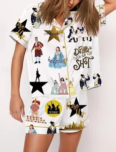 Hamilton Musical Quote Pajama Set for Women, Silky Broadway Sleepwear, Cozy Printed Lounge Outfit, Premium Theatre Fan Gift