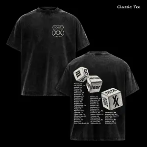 Machine Gun Kelly Lost Americana Tour 2026 Vintage Washed T Shirt, Music Concert Outfit Oversized Graphic Tee, Rap Rock Streetwear Heavyweight Cotton Tee, Double Sided Tour Dates Unisex Top, Retro Americana Biker Fashion Gift for Rap Fans