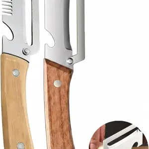 Multi-Functional Kitchen Peeler, Peel and Slice Dual Use, Stainless Steel Blade with Wooden Handle, 2-Piece Set, Versatile Kitchen Tool
