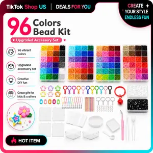 FURCOLY 2.6mm Plastic Fuse Beads Kit - 24/48/72/96-Color 3D Pixel Puzzle Beads Set with Nail Board, Ironing Paper, Tweezers, DIY Accessories for Crafts, Jewelry Making