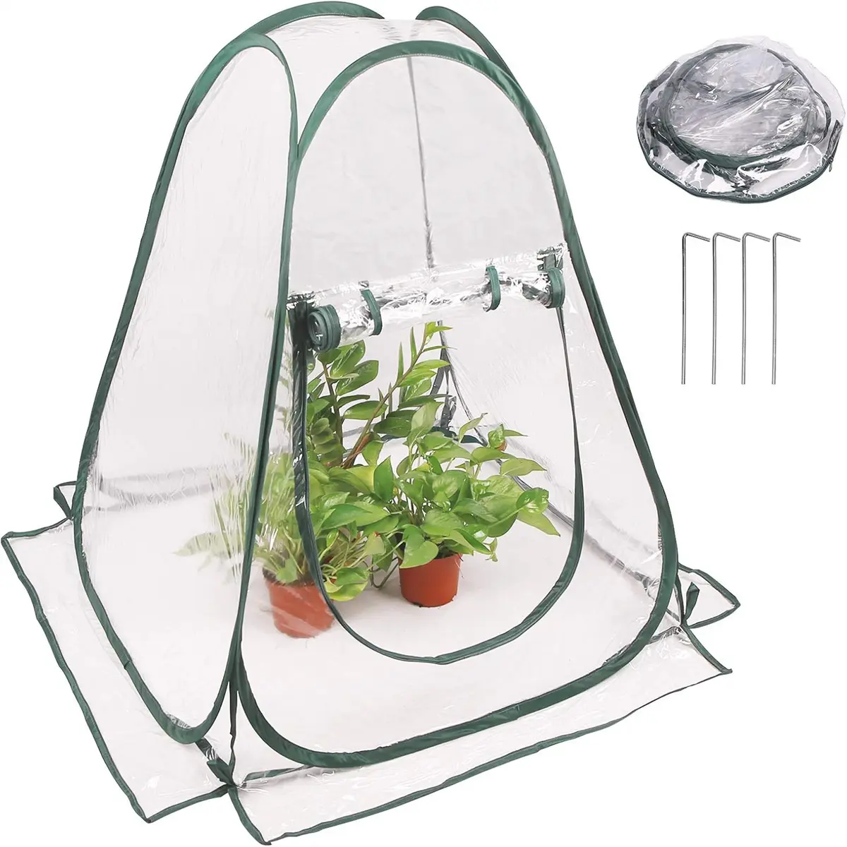 Portable Greenhouse Cover - Transparent PVC Plastic Mini Grow Tent, Garden Supplies Plant Cover for Indoor Outdoor Backyard (27"x27"x31"), Greenhouse Plastic