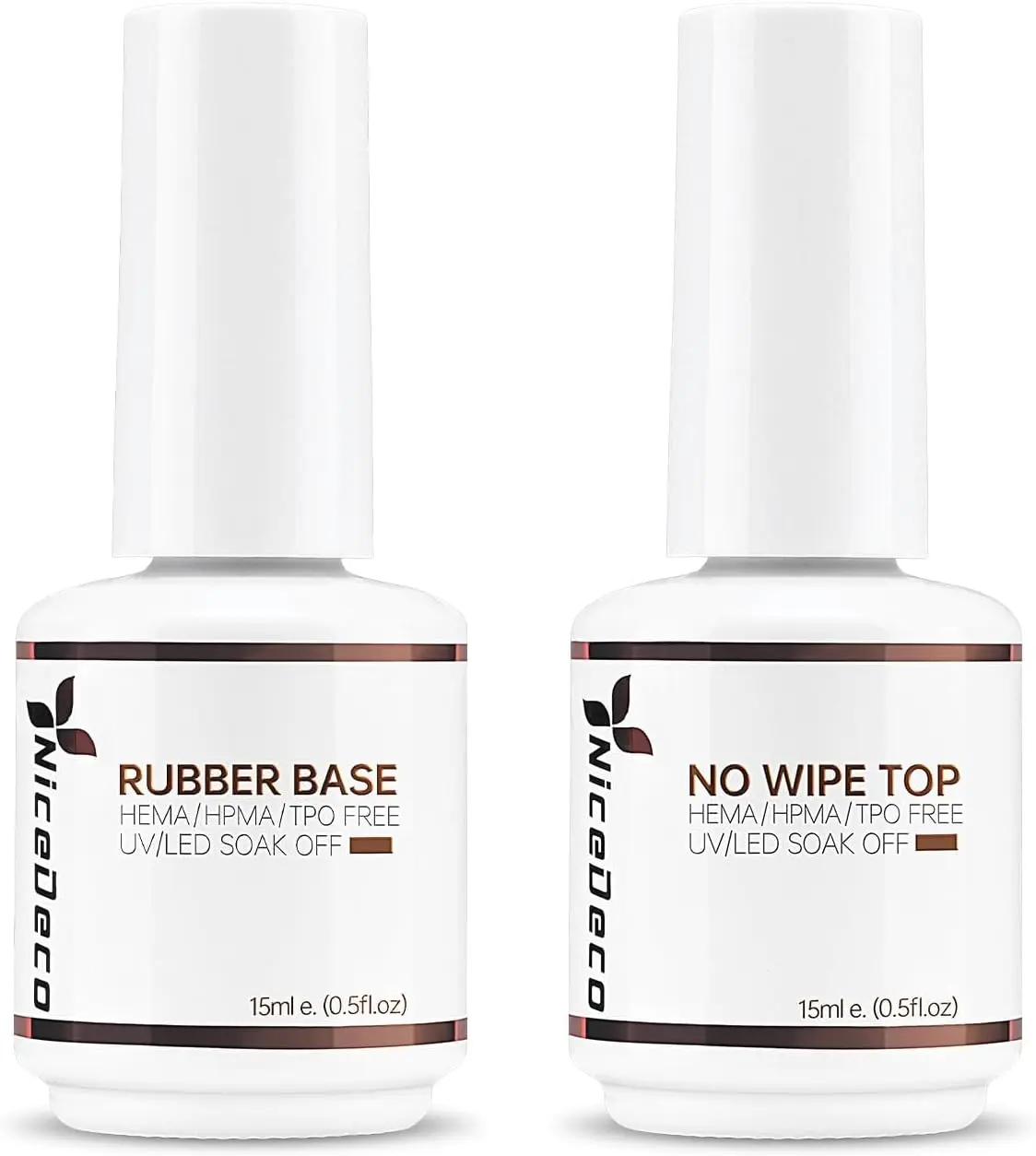 Nicedeco Clear Rubber Base Gel Polish and No Wipe Gel Top Coat
